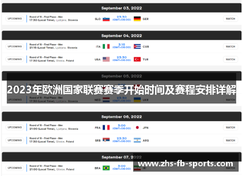 2023年欧洲国家联赛赛季开始时间及赛程安排详解