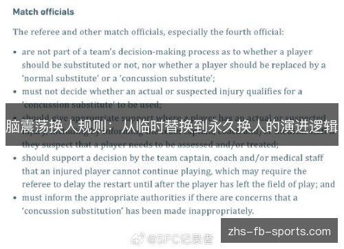 脑震荡换人规则:从临时替换到永久换人的演进逻辑 脑震荡换人规则:从临时替换到永久换人的演进逻辑